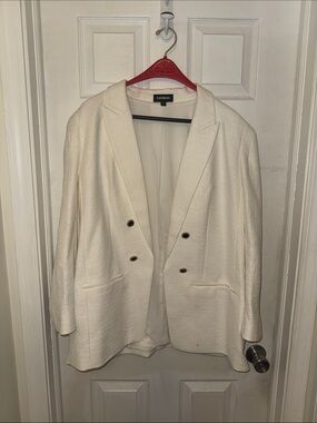 Express Women's Cream Double-Breasted Blazer